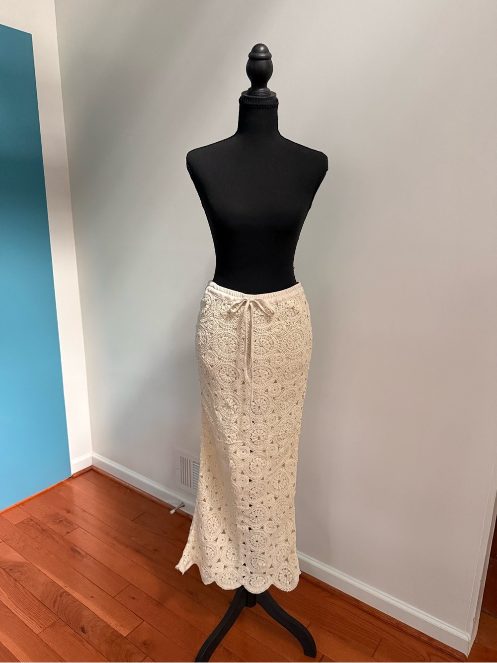 Opullence Paris Crochet Lace Maxi Skirt Cream Boho Resort M - Picture 2 of 7